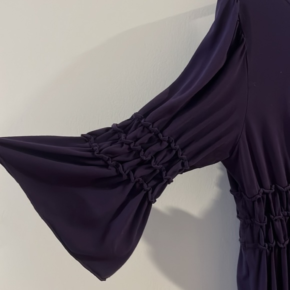 Max Studio Petite LP shirt purple; ruched sleeves & chest - Picture 4 of 5